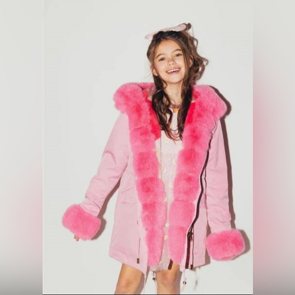 Lola + The Boys Pinky Faux Fur Parka